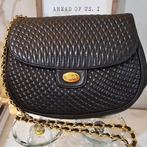 Bally ✨️ Vintage Swiss Luxury Lambskin Quilted Leather Wrapped Chain Italy EUC